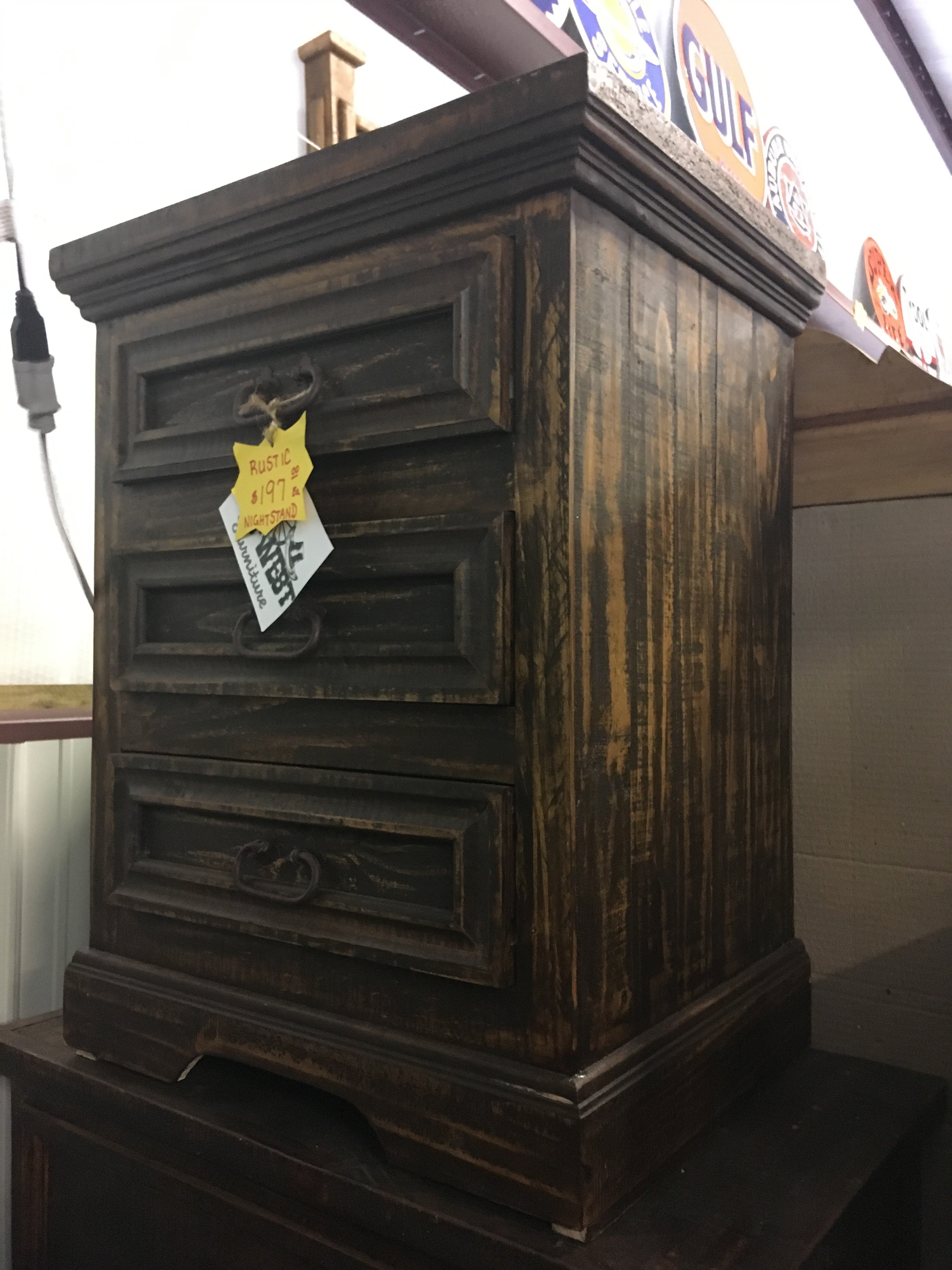 15W ROUGH NIGHTSTAND 3 DRAWER Old West Furniture